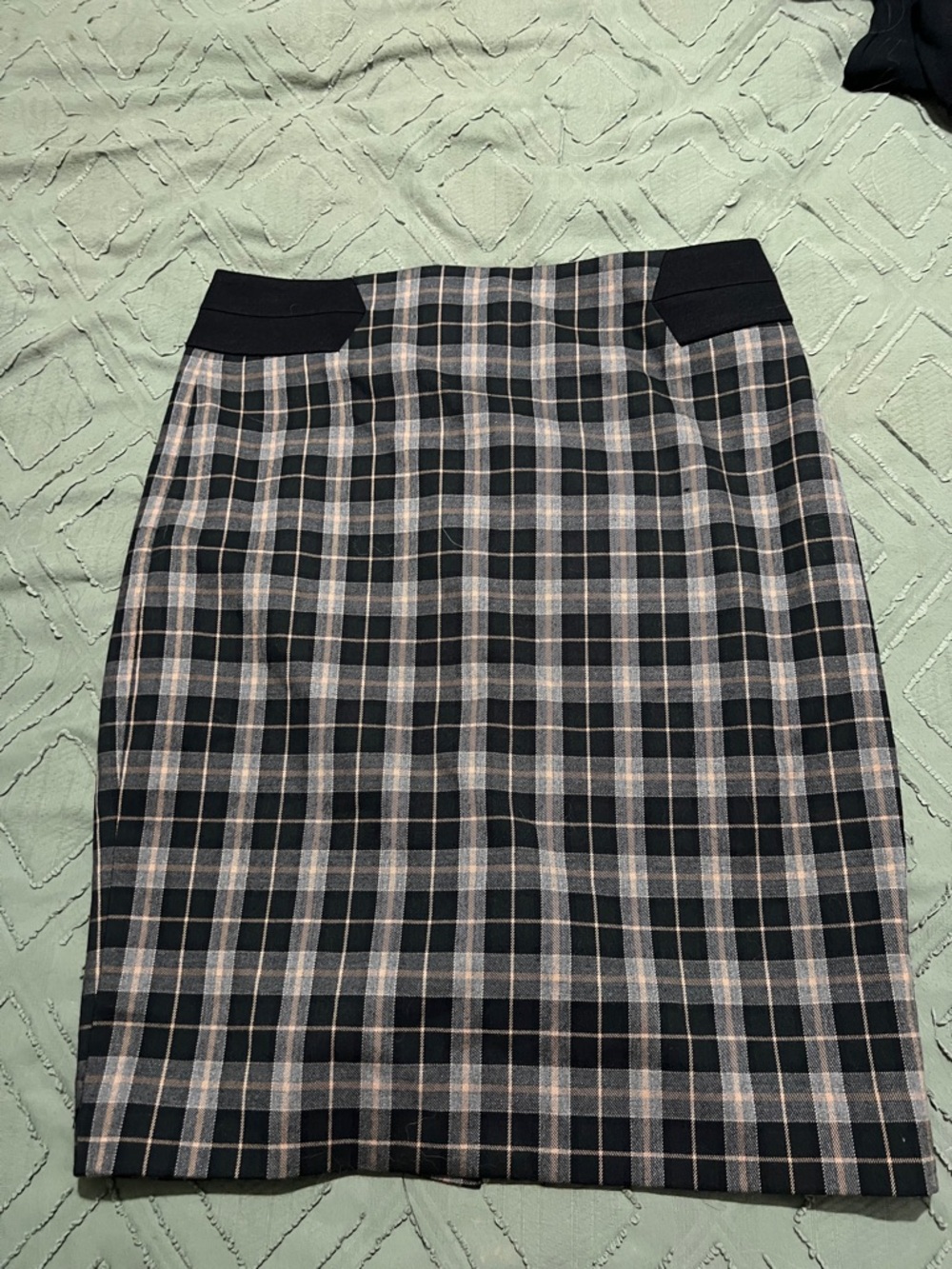 The Limited Plaid Pencil Skirt - Black, Gray, Cream